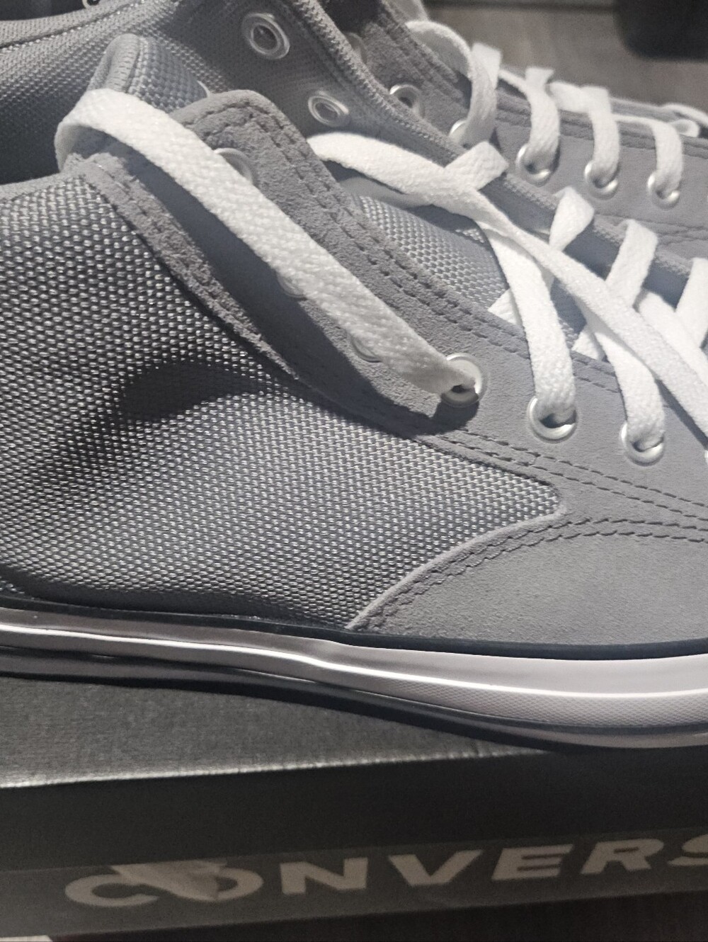 Converse Gray Canvas Low-Top Sneakers with Tan Patch - Picture 4 of 8